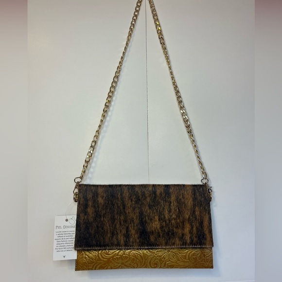 Elegant Brown and Gold Clutch / Hand-tooled / Cowhide 🐄 (B) - Picture 3 of 9